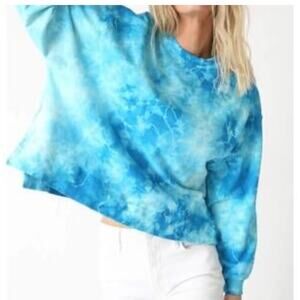 Brand New Electric & Rose Women’s XS Oversized Blue Tie Dye Pullover Sweater USA